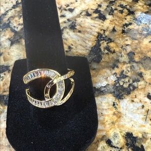 Gold and Silver Women's Ring with Sparkling Accents